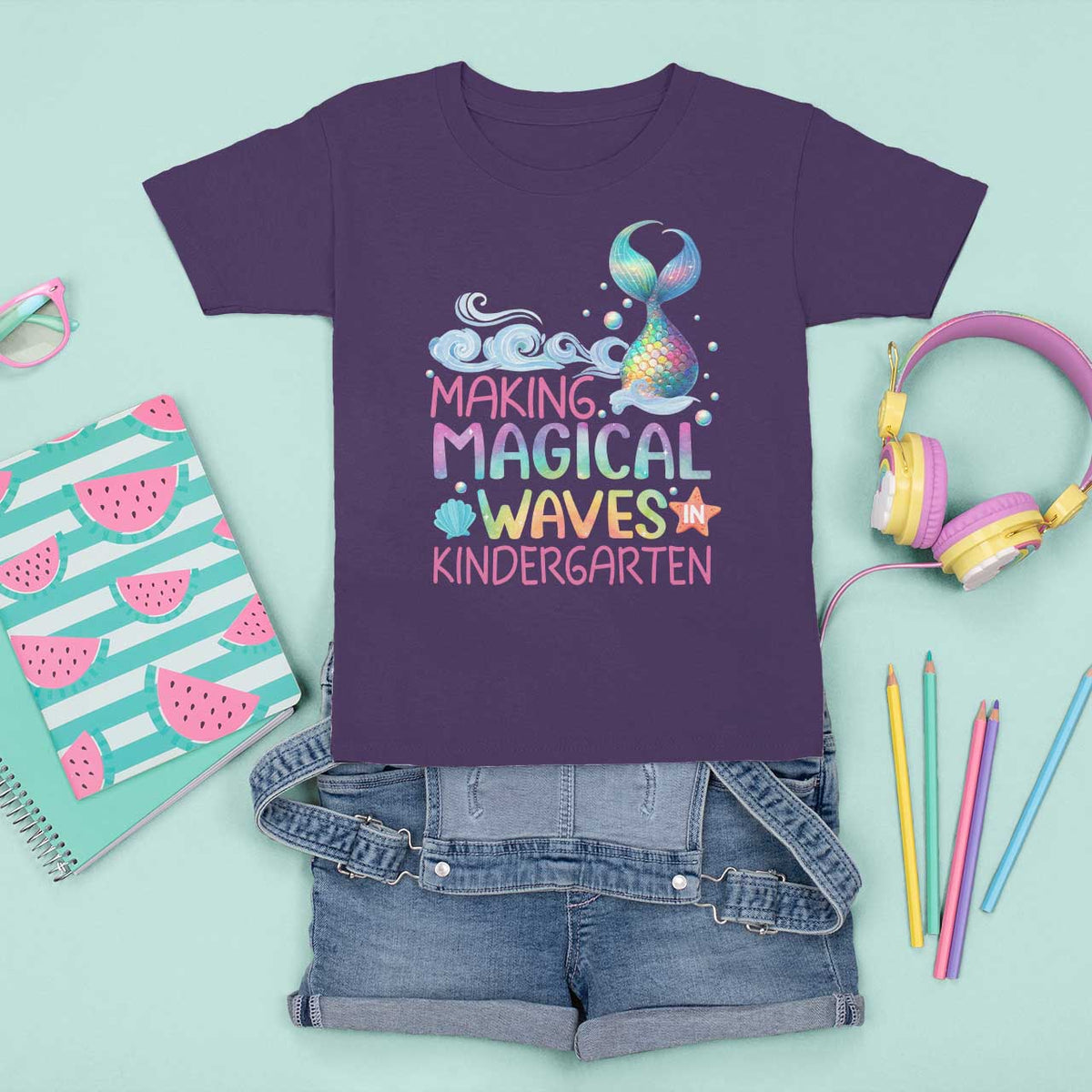 Kindergarten Mermaid T Shirt For Kid Making Magical Waves In Kindergarten - Wonder Print Shop