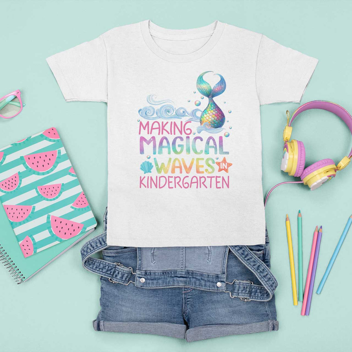 Kindergarten Mermaid T Shirt For Kid Making Magical Waves In Kindergarten - Wonder Print Shop