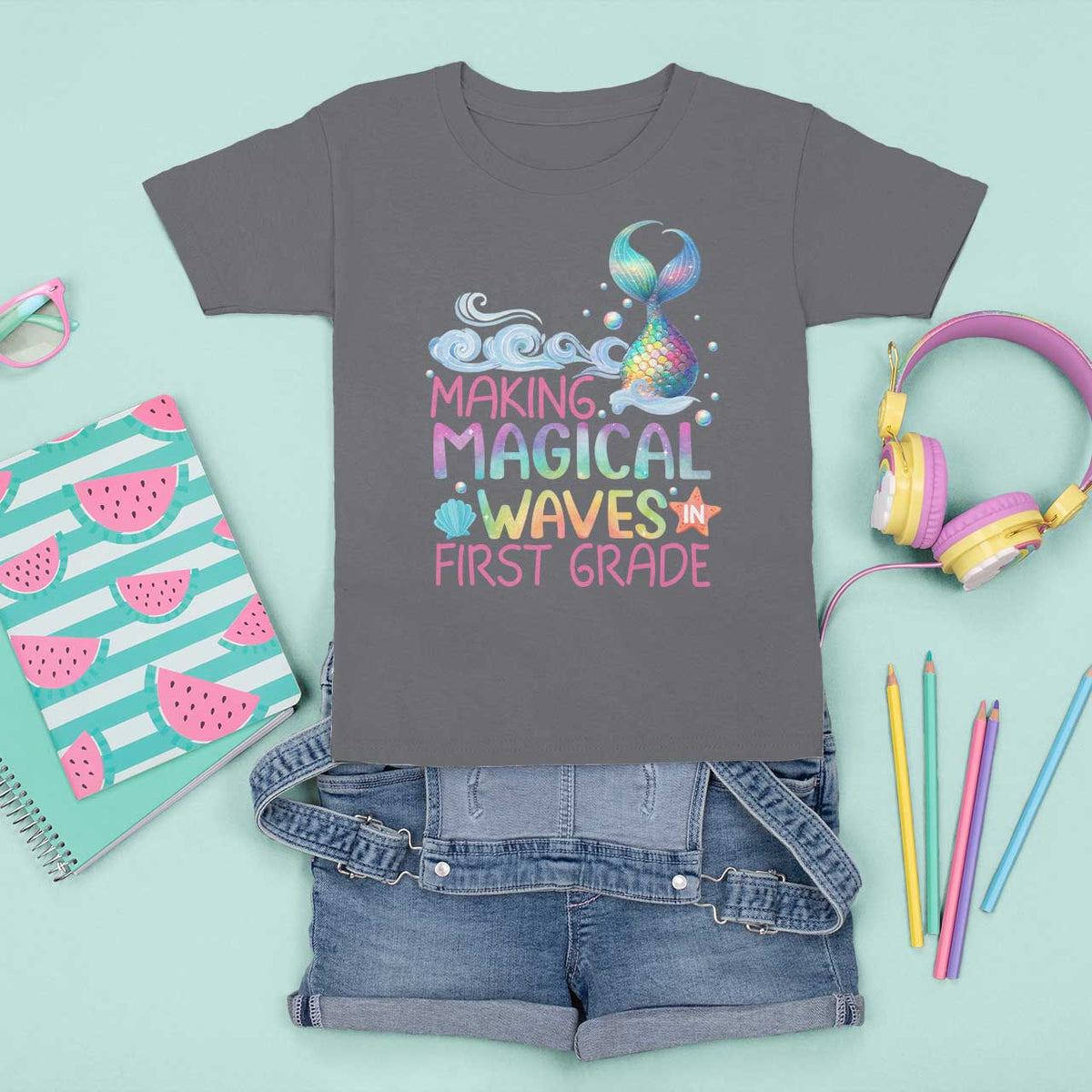 1st Grade Mermaid T Shirt For Kid Making Magical Waves In First Grade - Wonder Print Shop