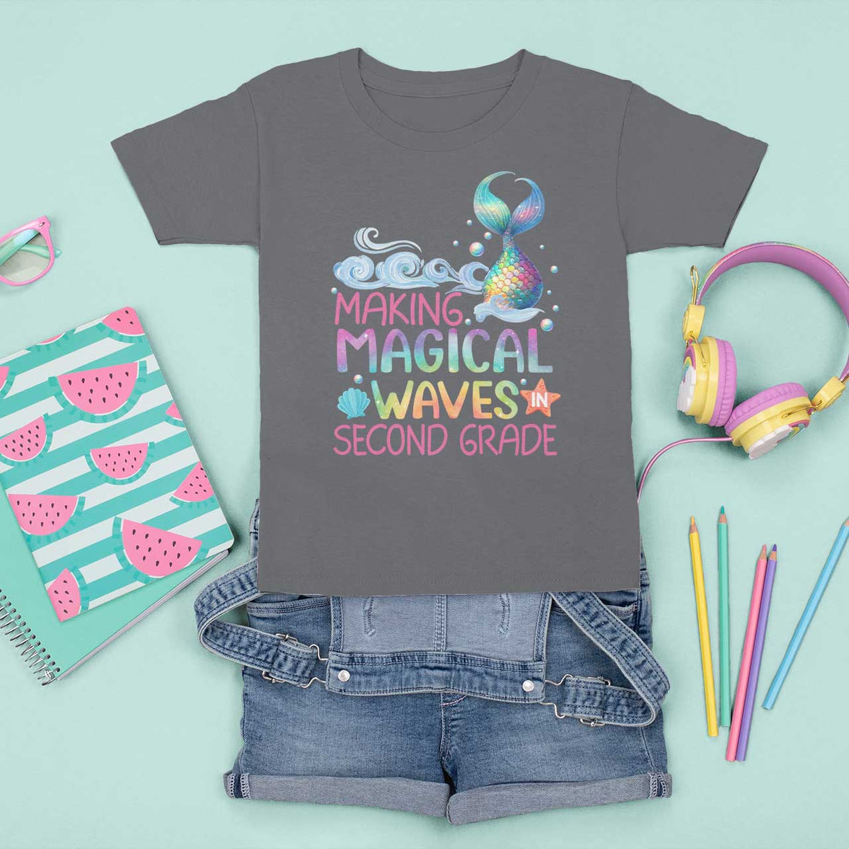 2nd Grade Mermaid T Shirt For Kid Making Magical Waves In Second Grade - Wonder Print Shop