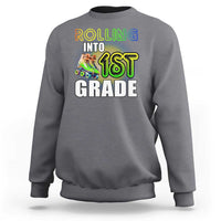 Rolling Into 1st Grade Skating Sweatshirt Back To School Rainbow Roller Skates - Wonder Print Shop