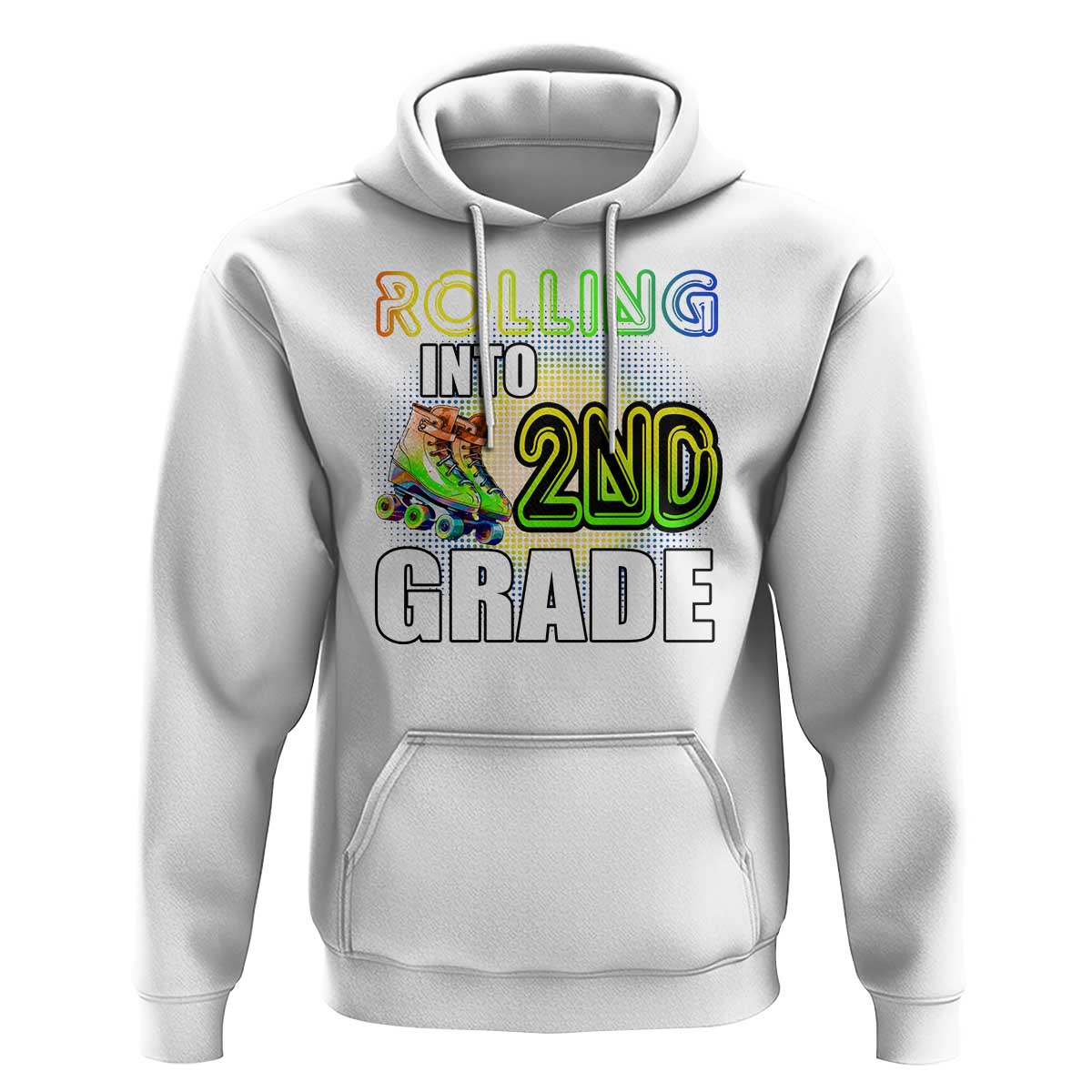 Rolling Into 2nd Grade Skating Hoodie Back To School Rainbow Roller Skates - Wonder Print Shop