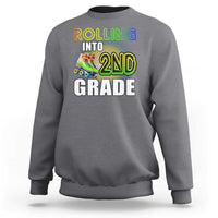 Rolling Into 2nd Grade Skating Sweatshirt Back To School Rainbow Roller Skates - Wonder Print Shop