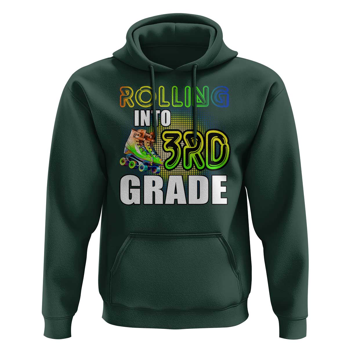 Rolling Into 3rd Grade Skating Hoodie Back To School Rainbow Roller Skates - Wonder Print Shop