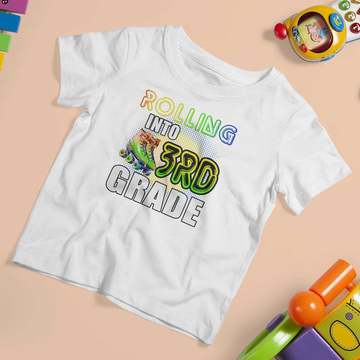 Rolling Into 3rd Grade Skating T Shirt For Kid Back To School Rainbow Roller Skates - Wonder Print Shop