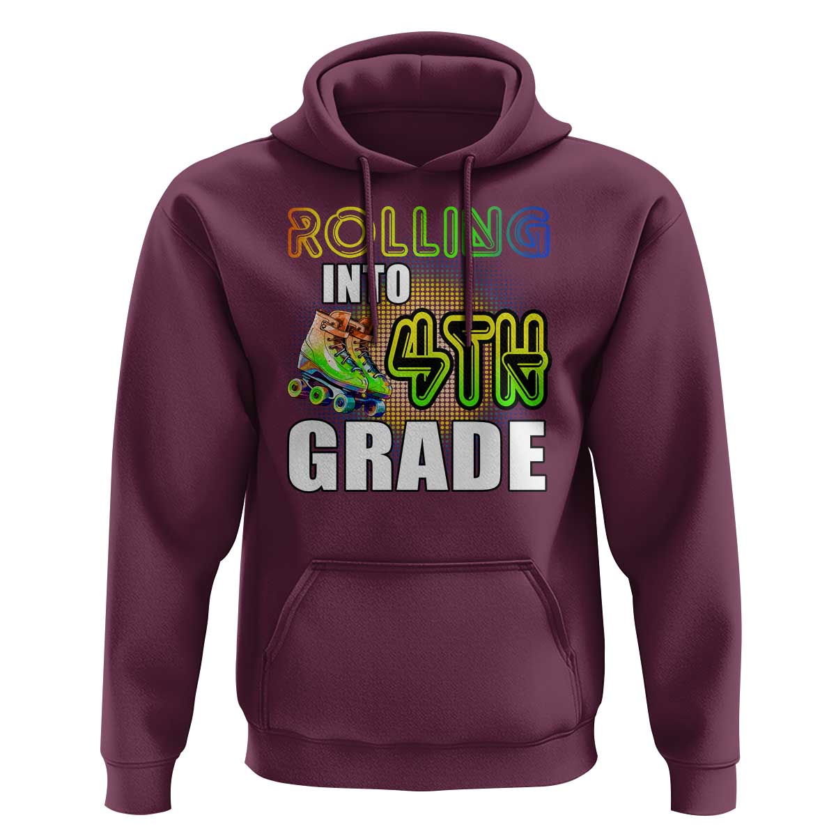 Rolling Into 4th Grade Skating Hoodie Back To School Rainbow Roller Skates - Wonder Print Shop