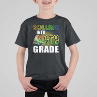 Rolling Into 4th Grade Skating T Shirt For Kid Back To School Rainbow Roller Skates - Wonder Print Shop