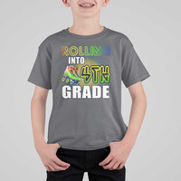 Rolling Into 4th Grade Skating T Shirt For Kid Back To School Rainbow Roller Skates - Wonder Print Shop