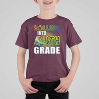 Rolling Into 4th Grade Skating T Shirt For Kid Back To School Rainbow Roller Skates - Wonder Print Shop
