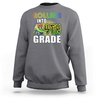 Rolling Into 4th Grade Skating Sweatshirt Back To School Rainbow Roller Skates - Wonder Print Shop