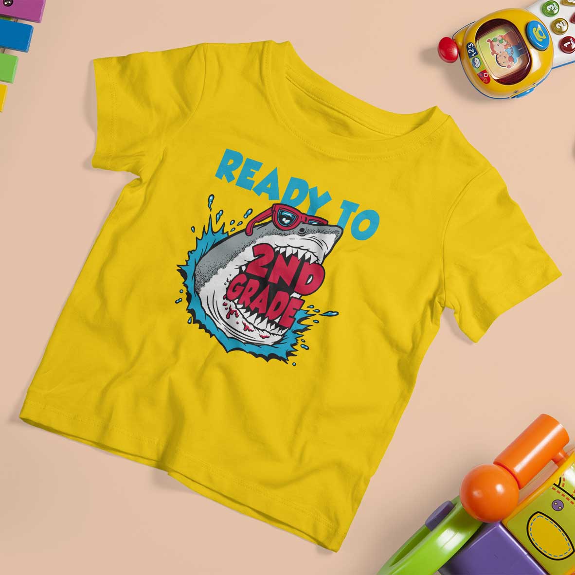 Funny Shark Ready To Attack 2nd Grade T Shirt For Kid - Wonder Print Shop
