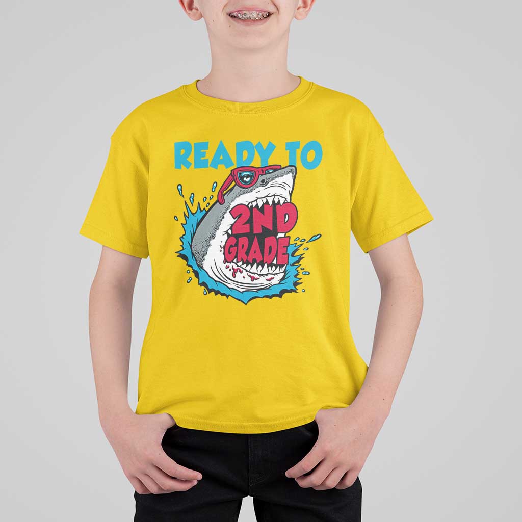Funny Shark Ready To Attack 2nd Grade T Shirt For Kid - Wonder Print Shop