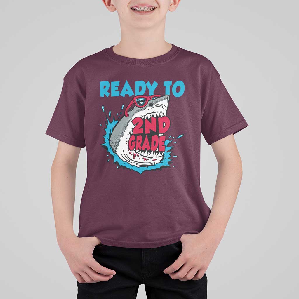Funny Shark Ready To Attack 2nd Grade T Shirt For Kid - Wonder Print Shop