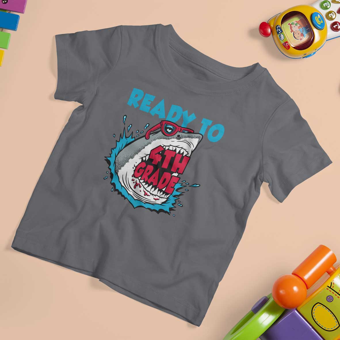 Funny Shark Ready To Attack 4th Grade T Shirt For Kid - Wonder Print Shop