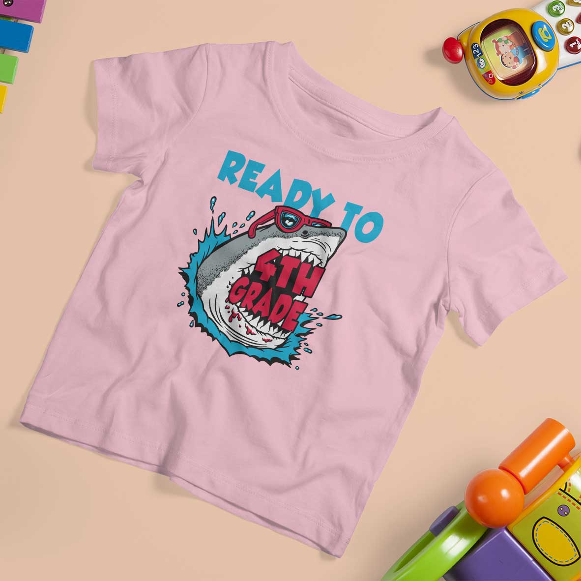 Funny Shark Ready To Attack 4th Grade T Shirt For Kid - Wonder Print Shop