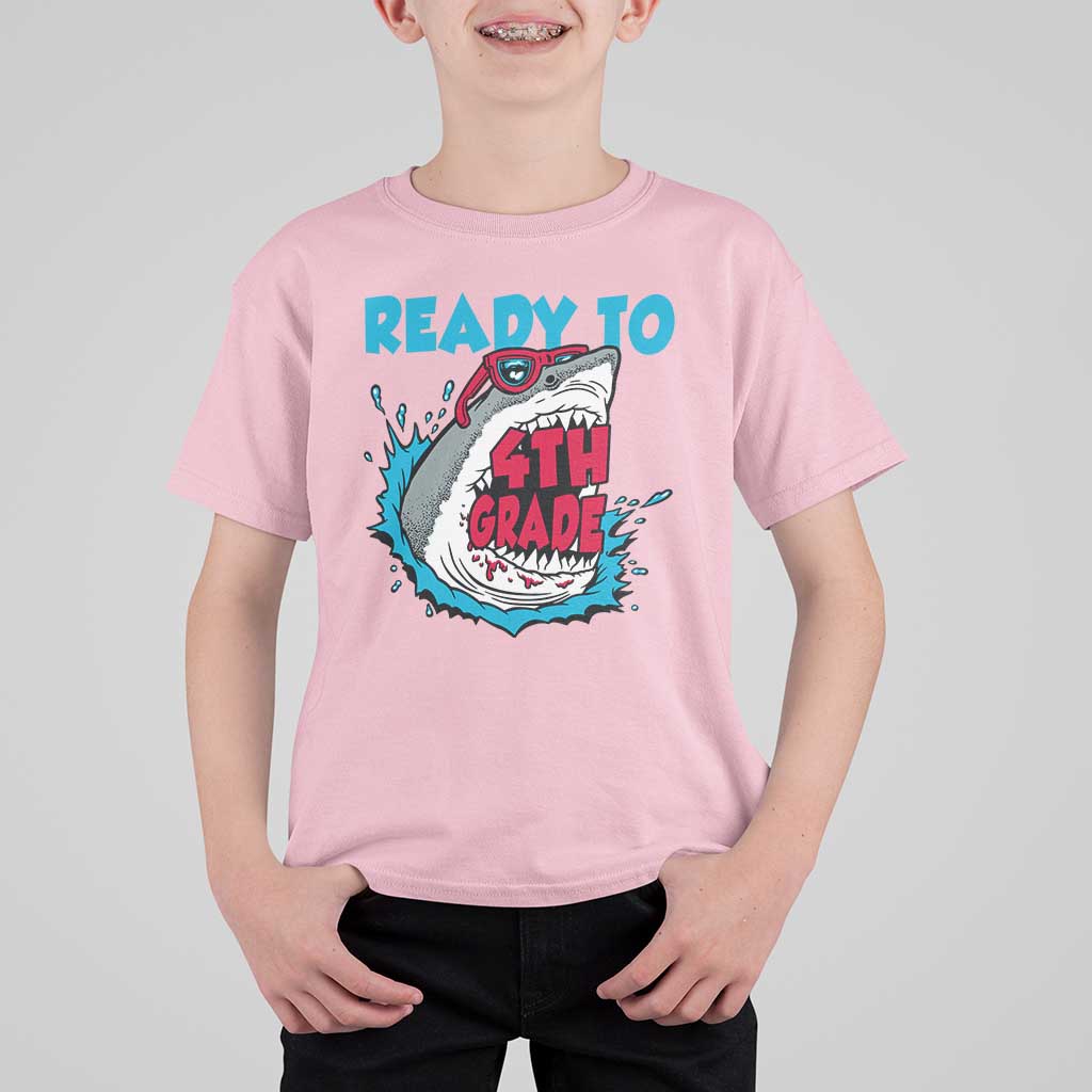 Funny Shark Ready To Attack 4th Grade T Shirt For Kid - Wonder Print Shop