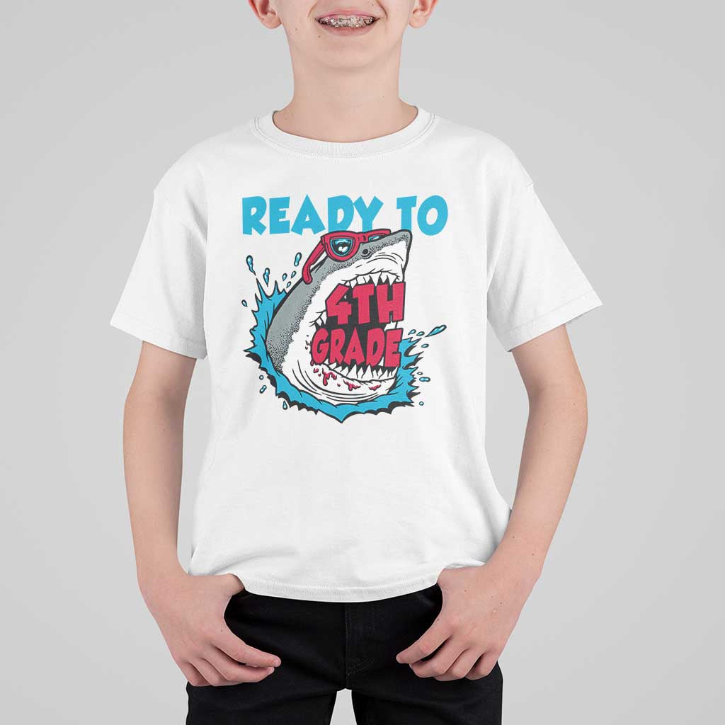 Funny Shark Ready To Attack 4th Grade T Shirt For Kid - Wonder Print Shop