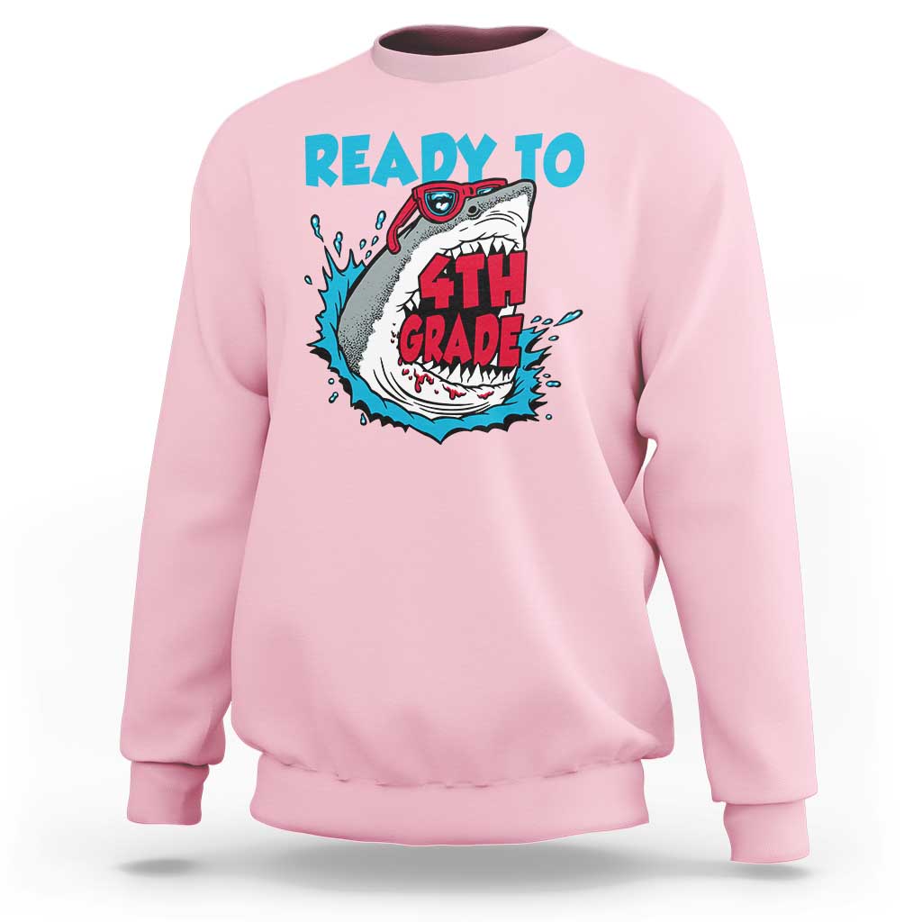 Funny Shark Ready To Attack 4th Grade Sweatshirt - Wonder Print Shop