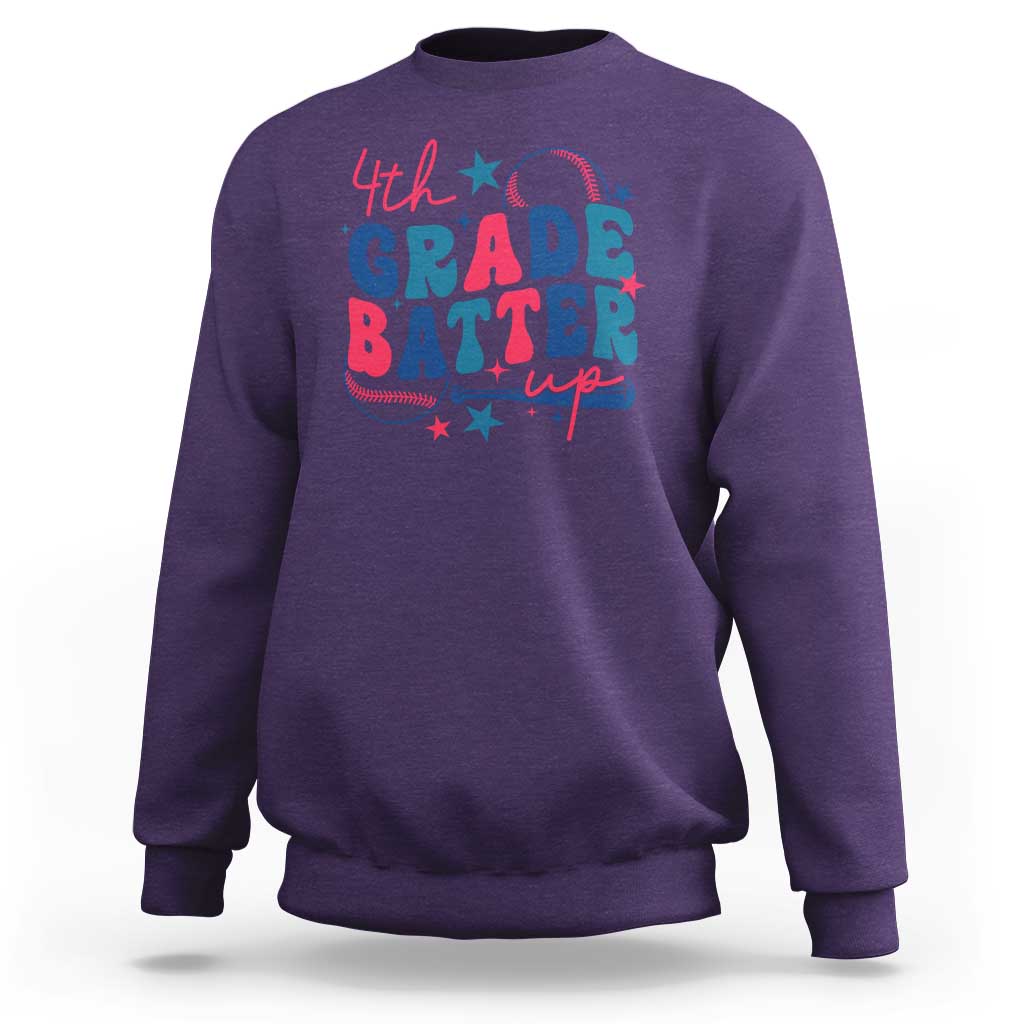 4th Grade Baseball Player Sweatshirt Batter Up Back To School - Wonder Print Shop