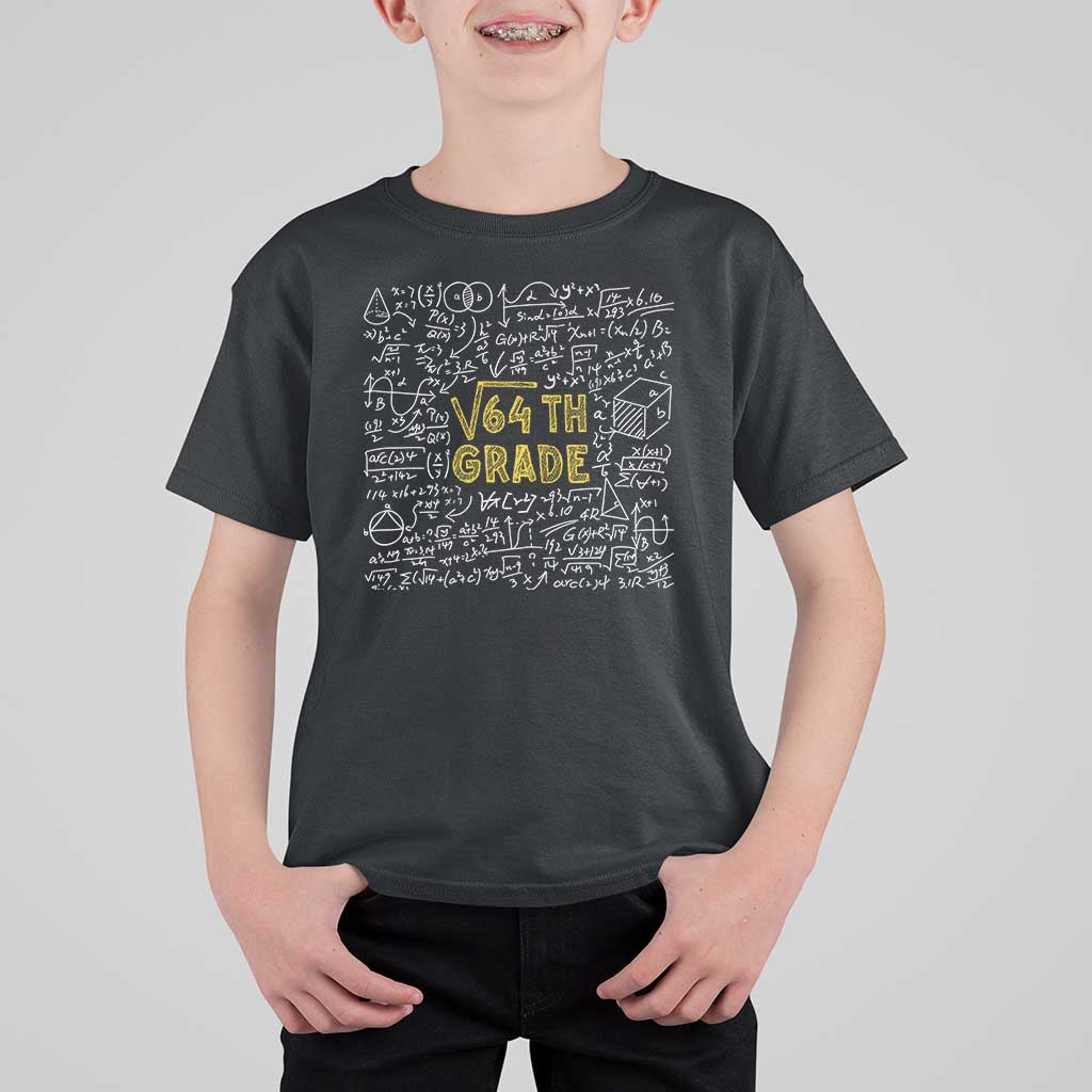 Funny Math Lover Back To School T Shirt For Kid 8th Grade Square Root Of 64 - Wonder Print Shop