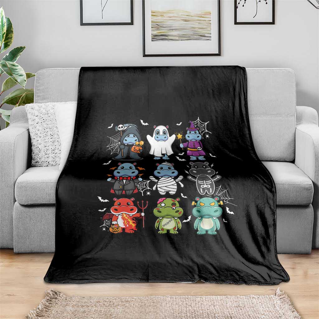 Halloween Cute Baby Pygmy Hippo Throw Blanket - Wonder Print Shop