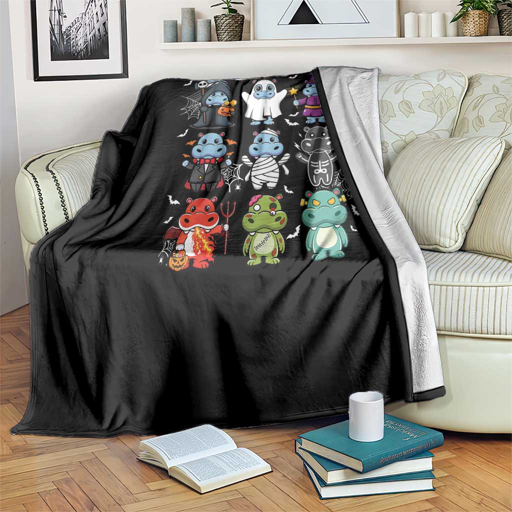 Halloween Cute Baby Pygmy Hippo Throw Blanket - Wonder Print Shop