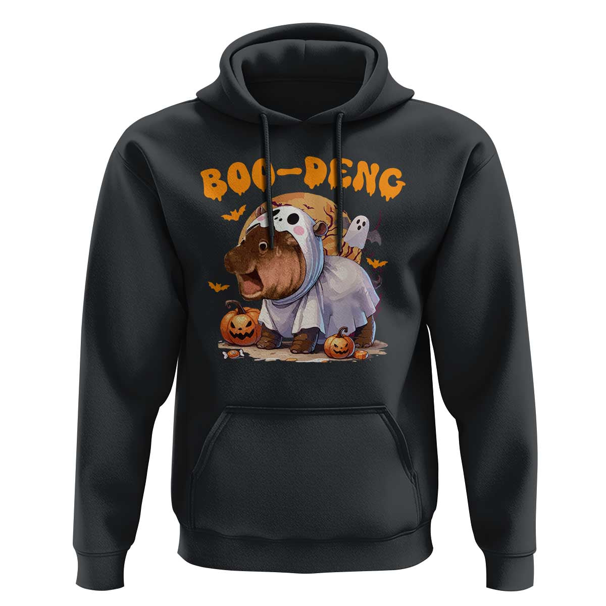 Halloween Boo Deng Hoodie Baby Pygmy Hippo Cute Ghost