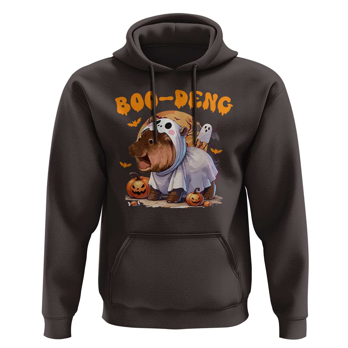 Halloween Boo Deng Hoodie Baby Pygmy Hippo Cute Ghost