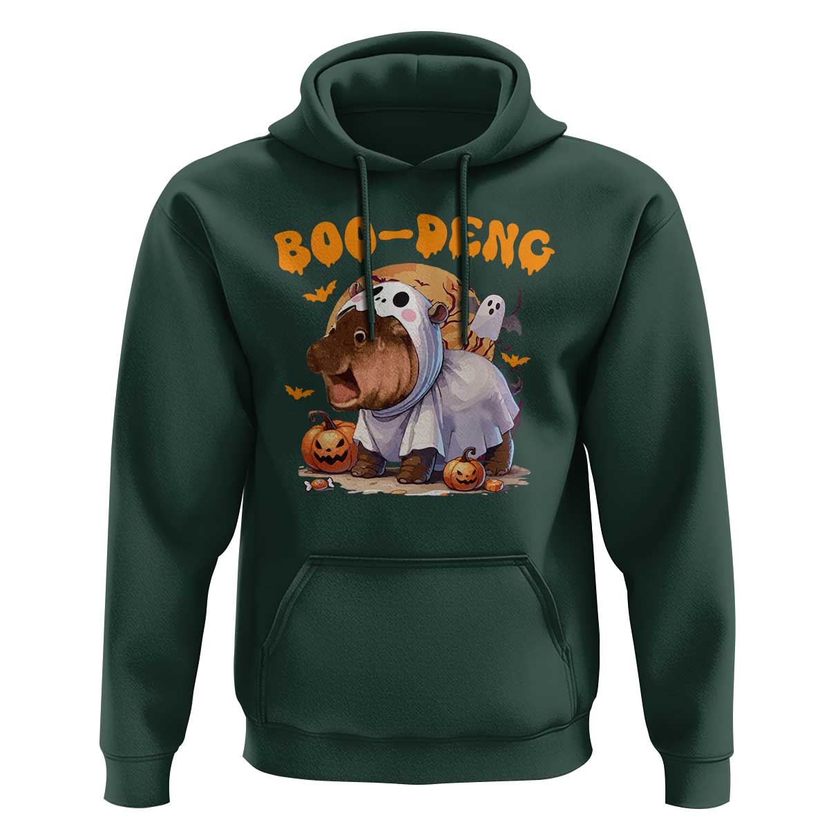 Halloween Boo Deng Hoodie Baby Pygmy Hippo Cute Ghost