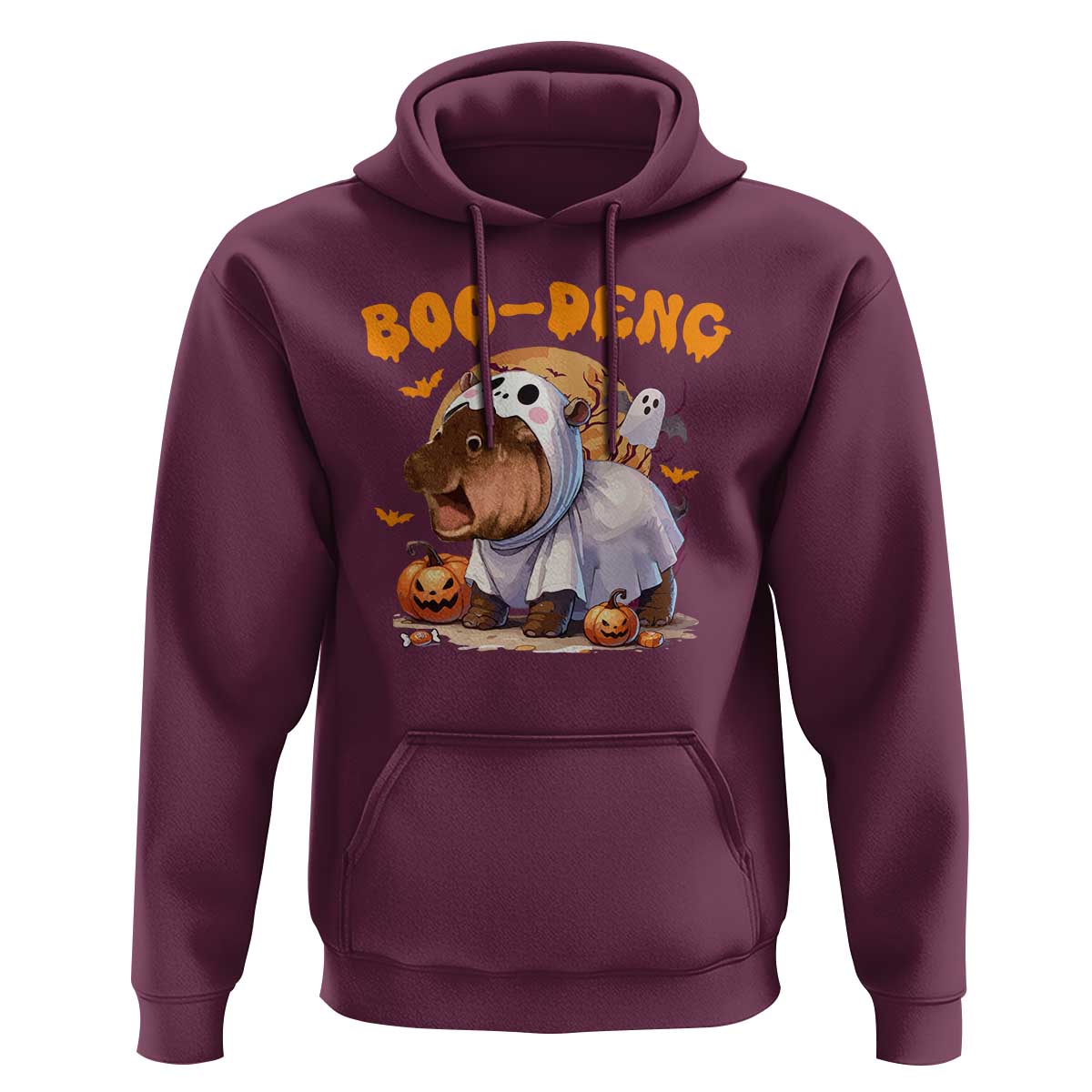 Halloween Boo Deng Hoodie Baby Pygmy Hippo Cute Ghost