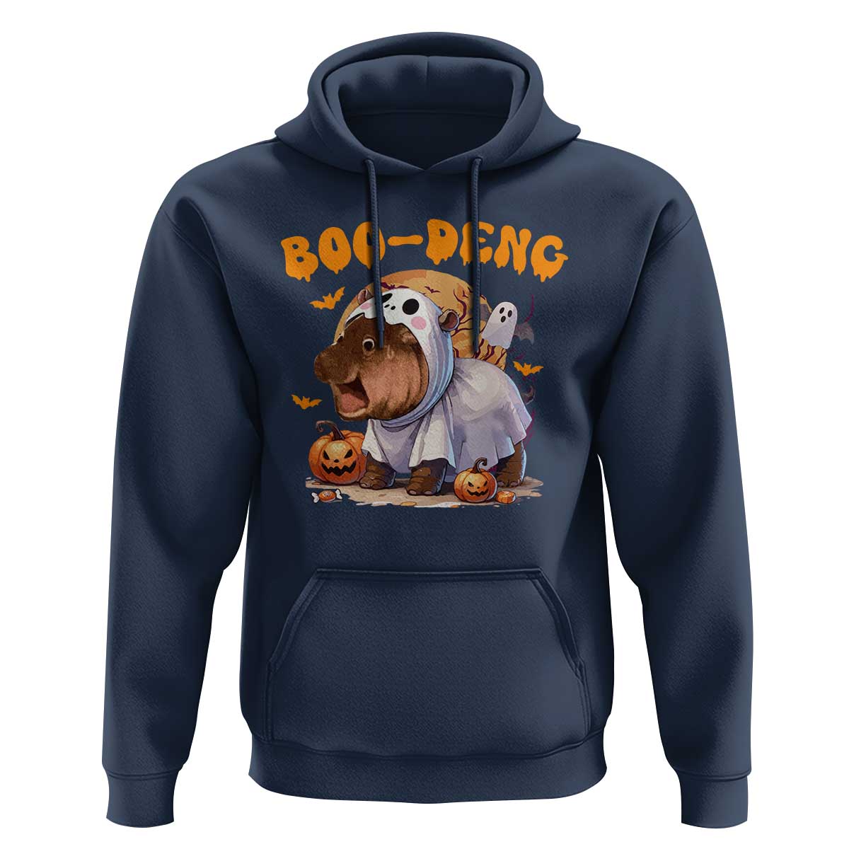 Halloween Boo Deng Hoodie Baby Pygmy Hippo Cute Ghost