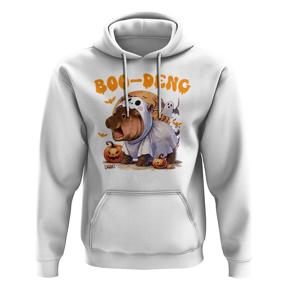 Halloween Boo Deng Hoodie Baby Pygmy Hippo Cute Ghost