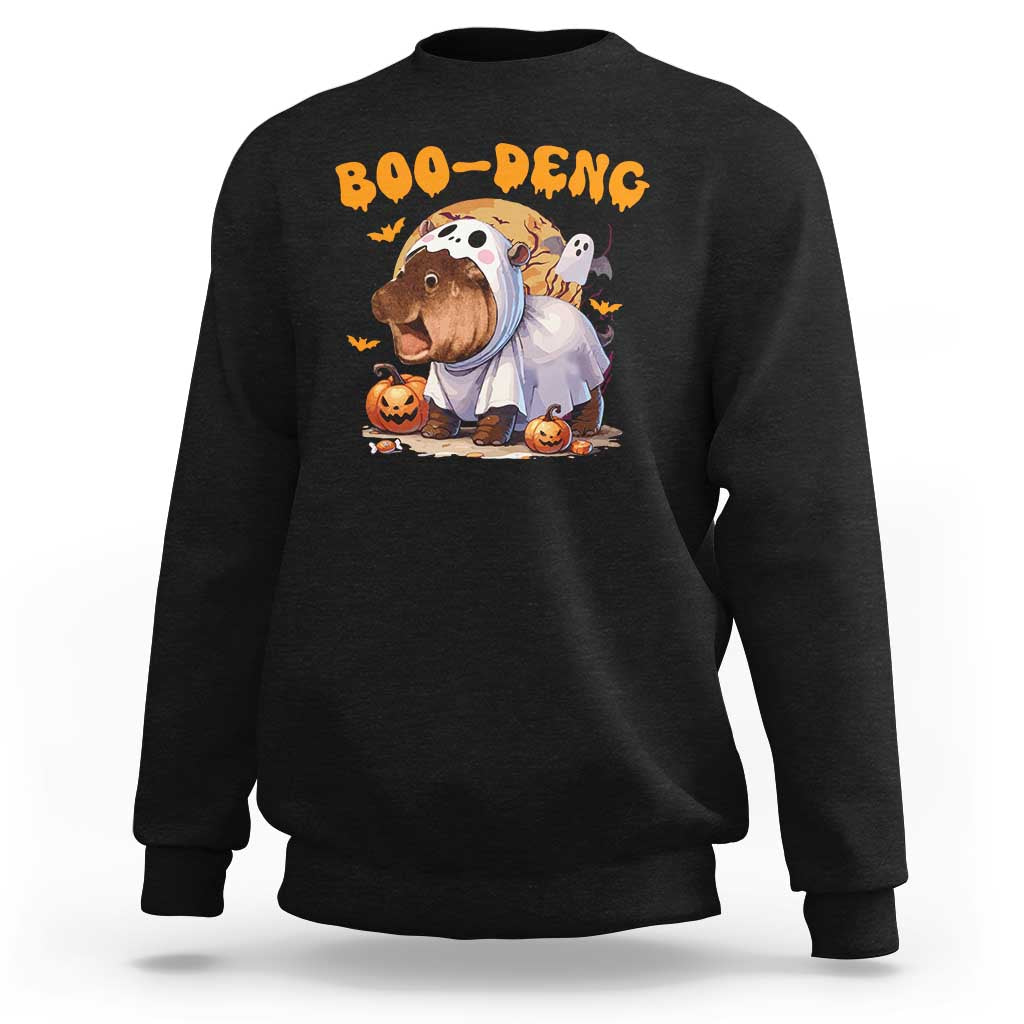 Halloween Boo Deng Sweatshirt Baby Pygmy Hippo Cute Ghost - Wonder Print Shop