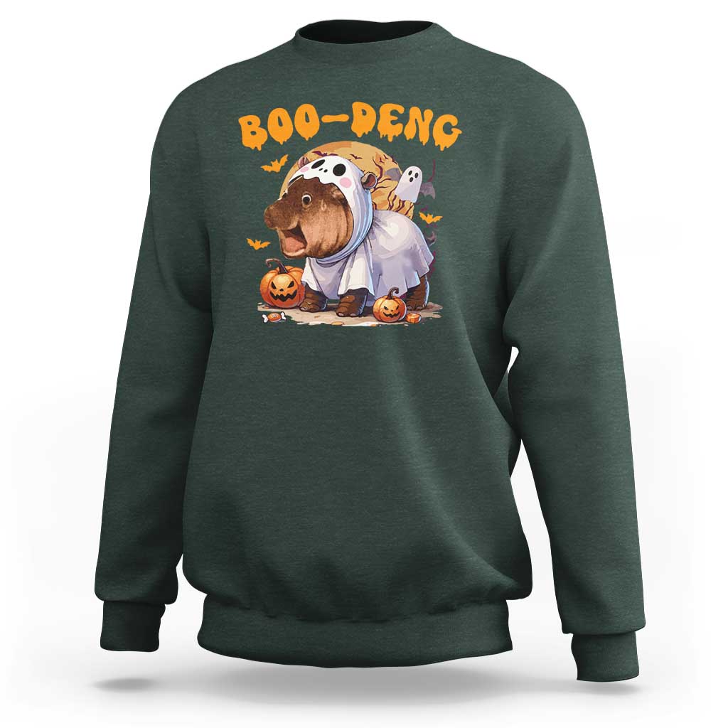 Halloween Boo Deng Sweatshirt Baby Pygmy Hippo Cute Ghost - Wonder Print Shop