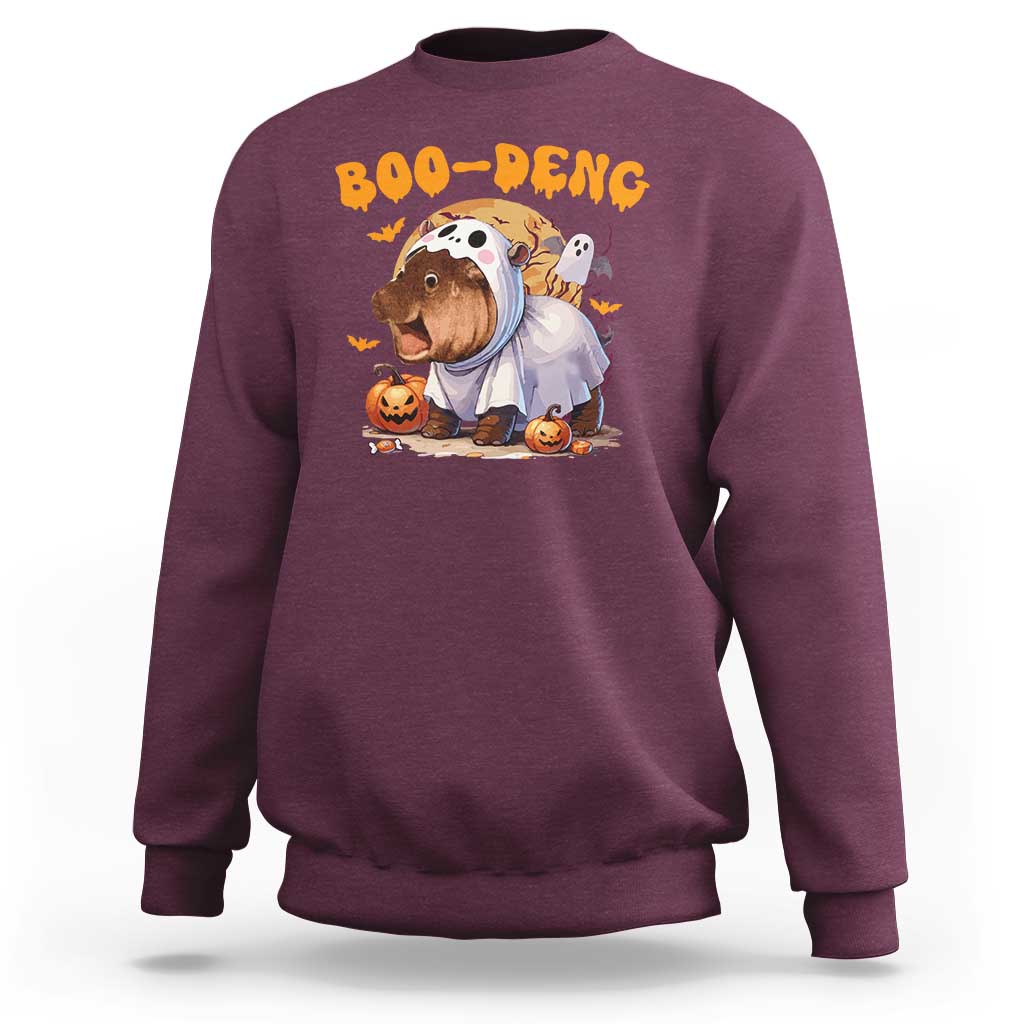 Halloween Boo Deng Sweatshirt Baby Pygmy Hippo Cute Ghost - Wonder Print Shop