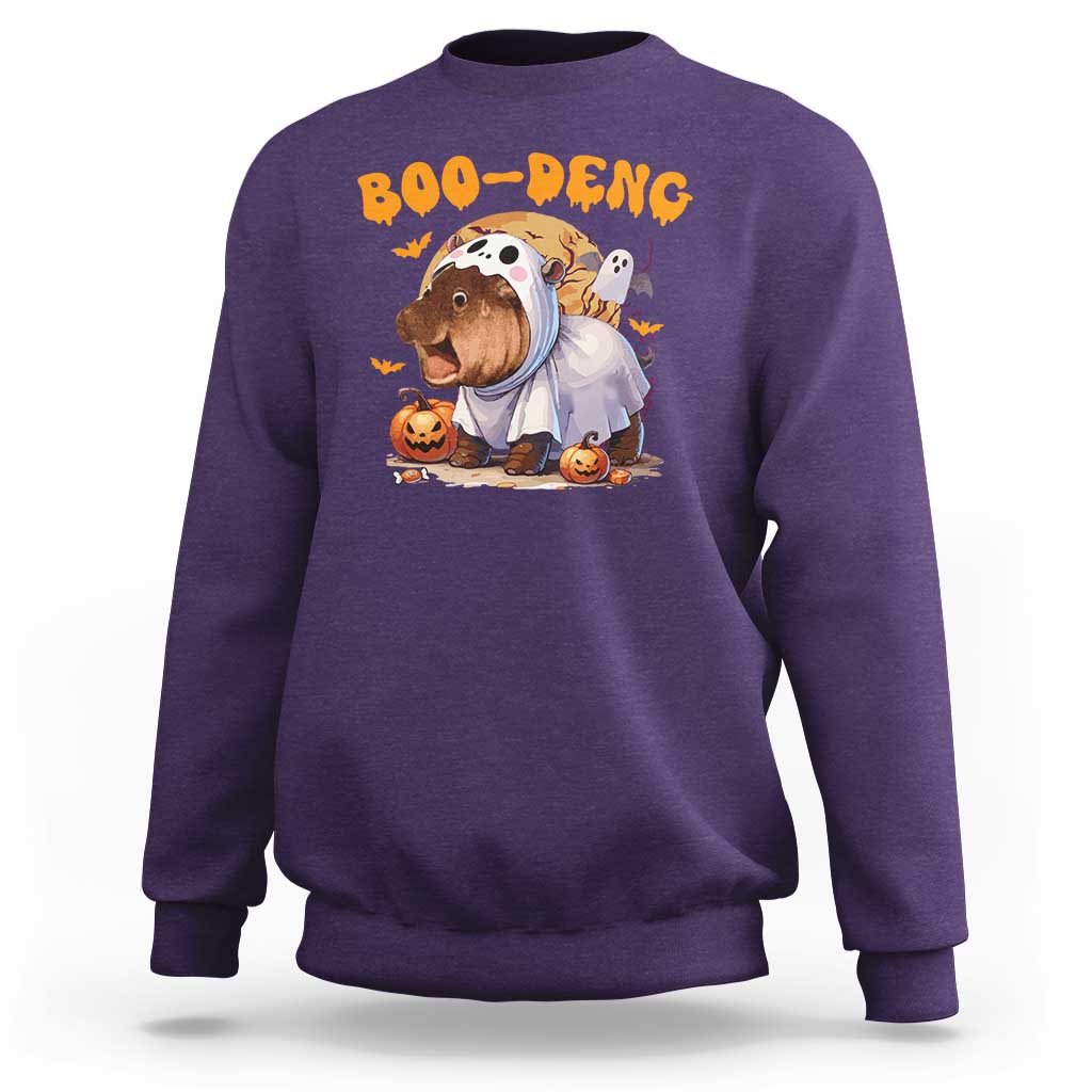 Halloween Boo Deng Sweatshirt Baby Pygmy Hippo Cute Ghost - Wonder Print Shop