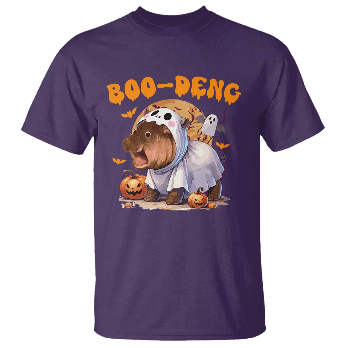 Halloween Boo Deng T Shirt Baby Pygmy Hippo Cute Ghost - Wonder Print Shop