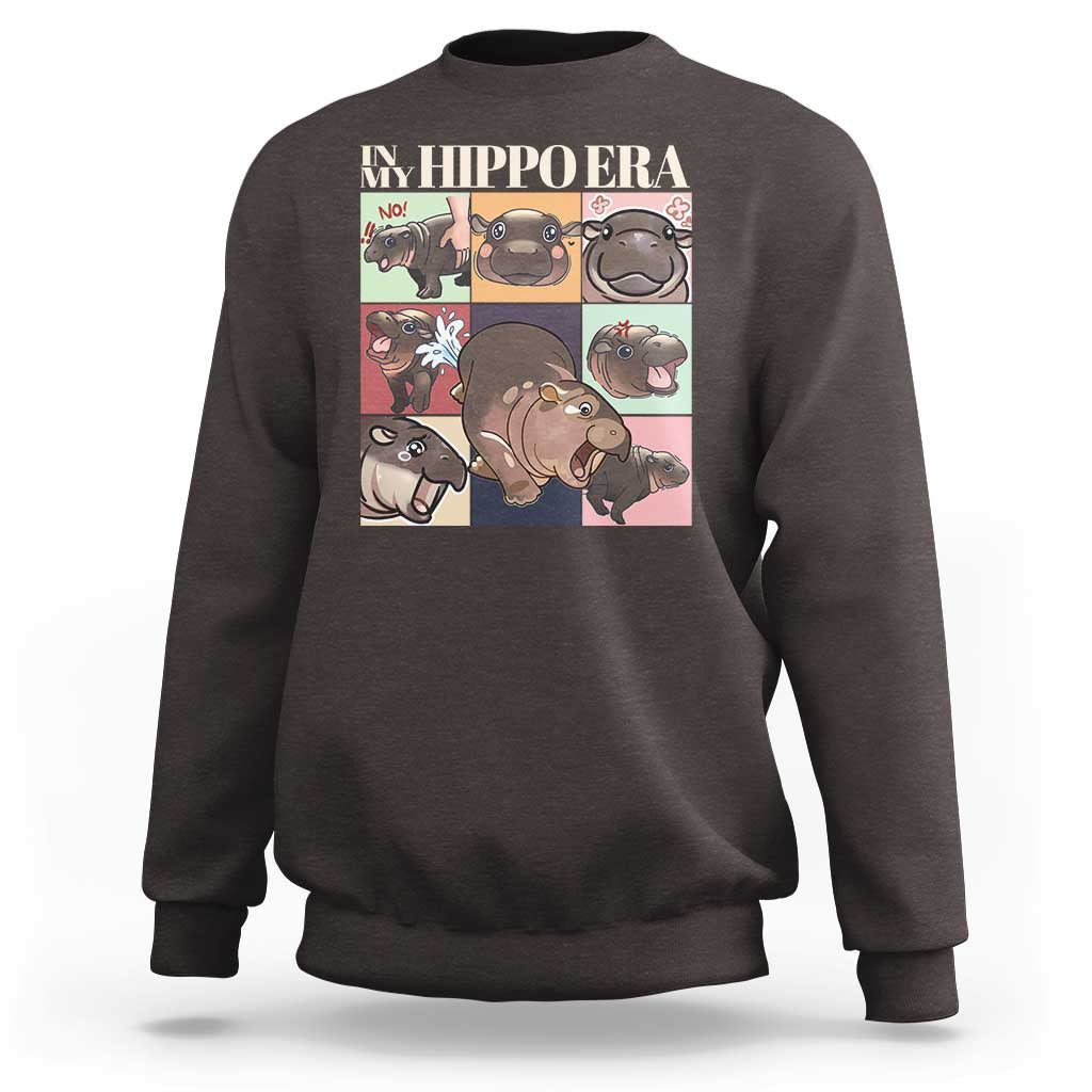 Cute Baby Pygmy Hippo Thailand Sweatshirt In My Hippo Era MooDeng Meme - Wonder Print Shop