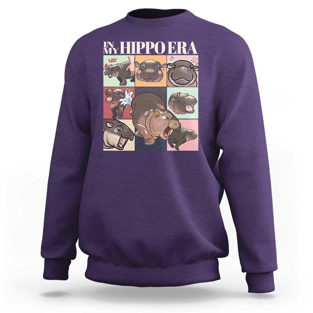Cute Baby Pygmy Hippo Thailand Sweatshirt In My Hippo Era MooDeng Meme - Wonder Print Shop