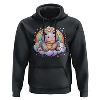 Cute Baby Pygmy Hippo Pastel Rainbow Hoodie
