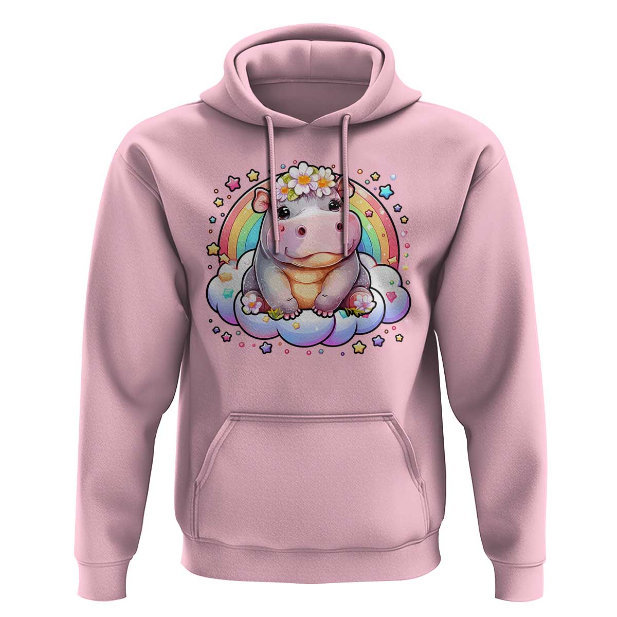 Cute Baby Pygmy Hippo Pastel Rainbow Hoodie