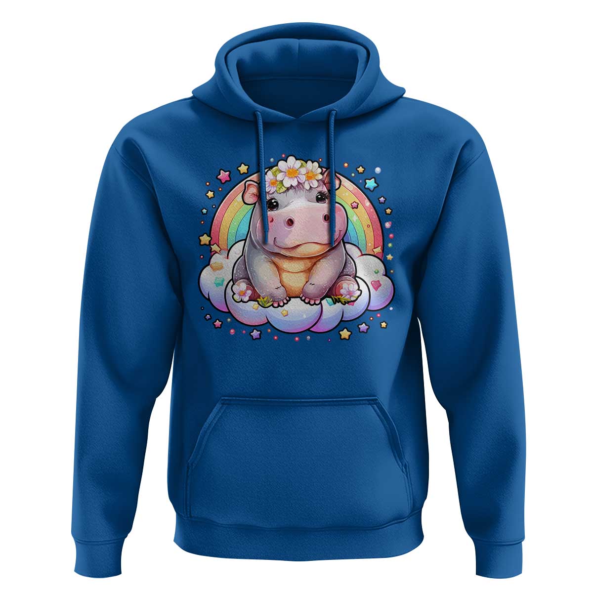 Cute Baby Pygmy Hippo Pastel Rainbow Hoodie