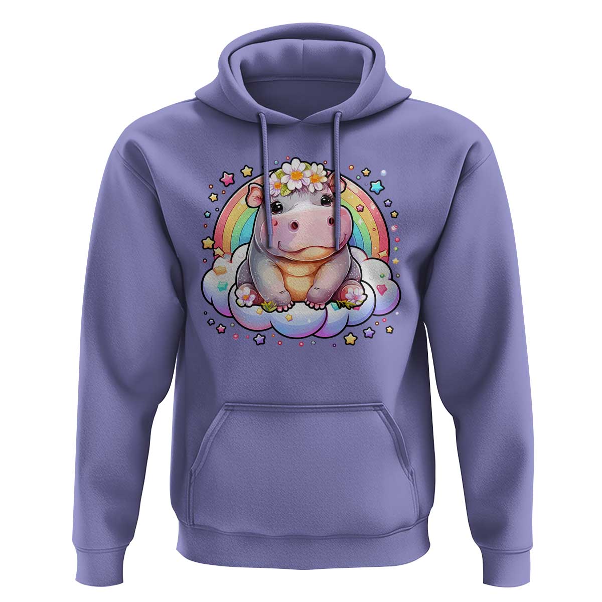 Cute Baby Pygmy Hippo Pastel Rainbow Hoodie