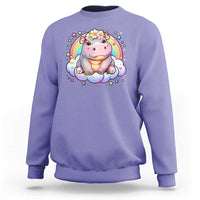 Cute Baby Pygmy Hippo Pastel Rainbow Sweatshirt - Wonder Print Shop