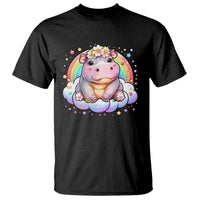 Cute Baby Pygmy Hippo Pastel Rainbow T Shirt - Wonder Print Shop