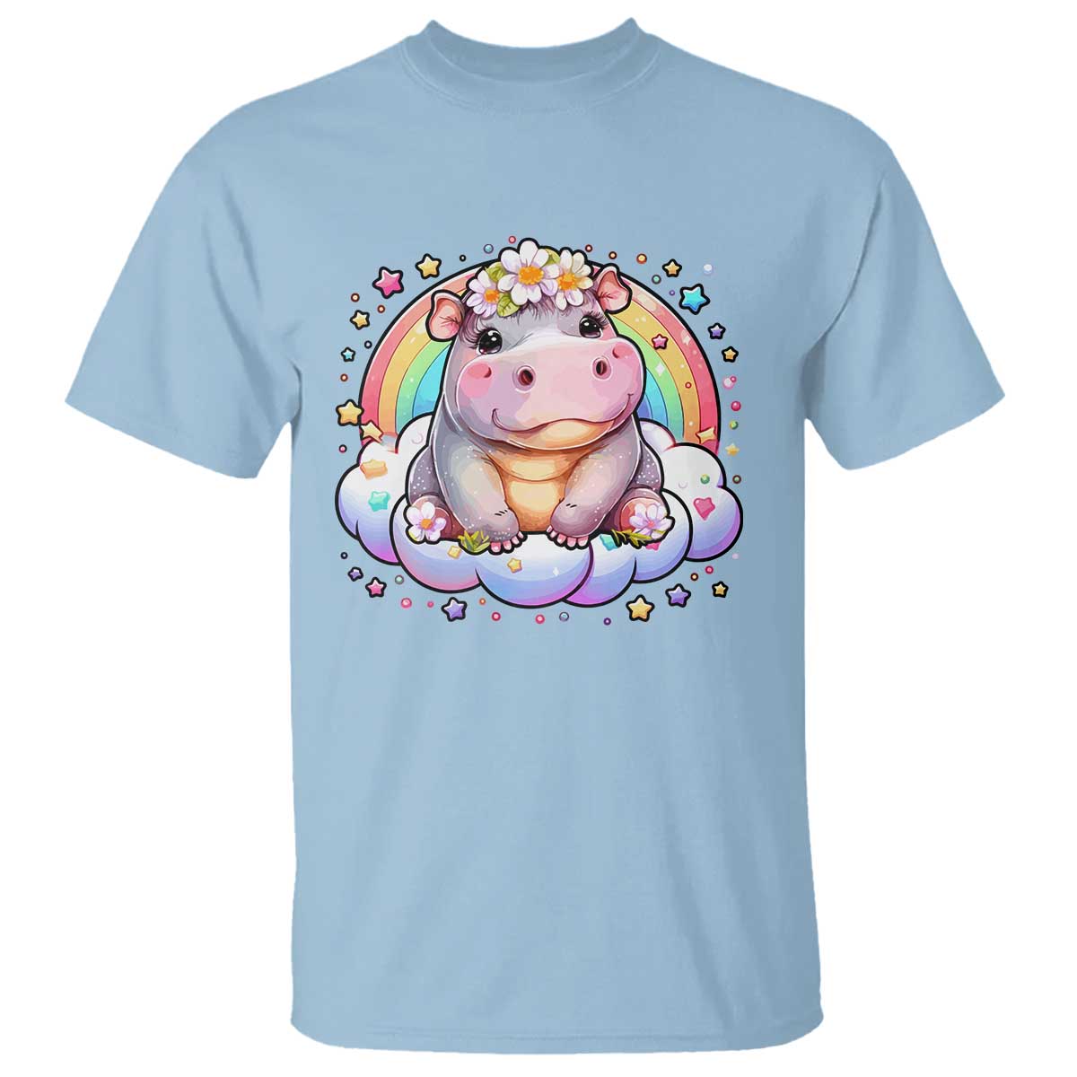 Cute Baby Pygmy Hippo Pastel Rainbow T Shirt - Wonder Print Shop