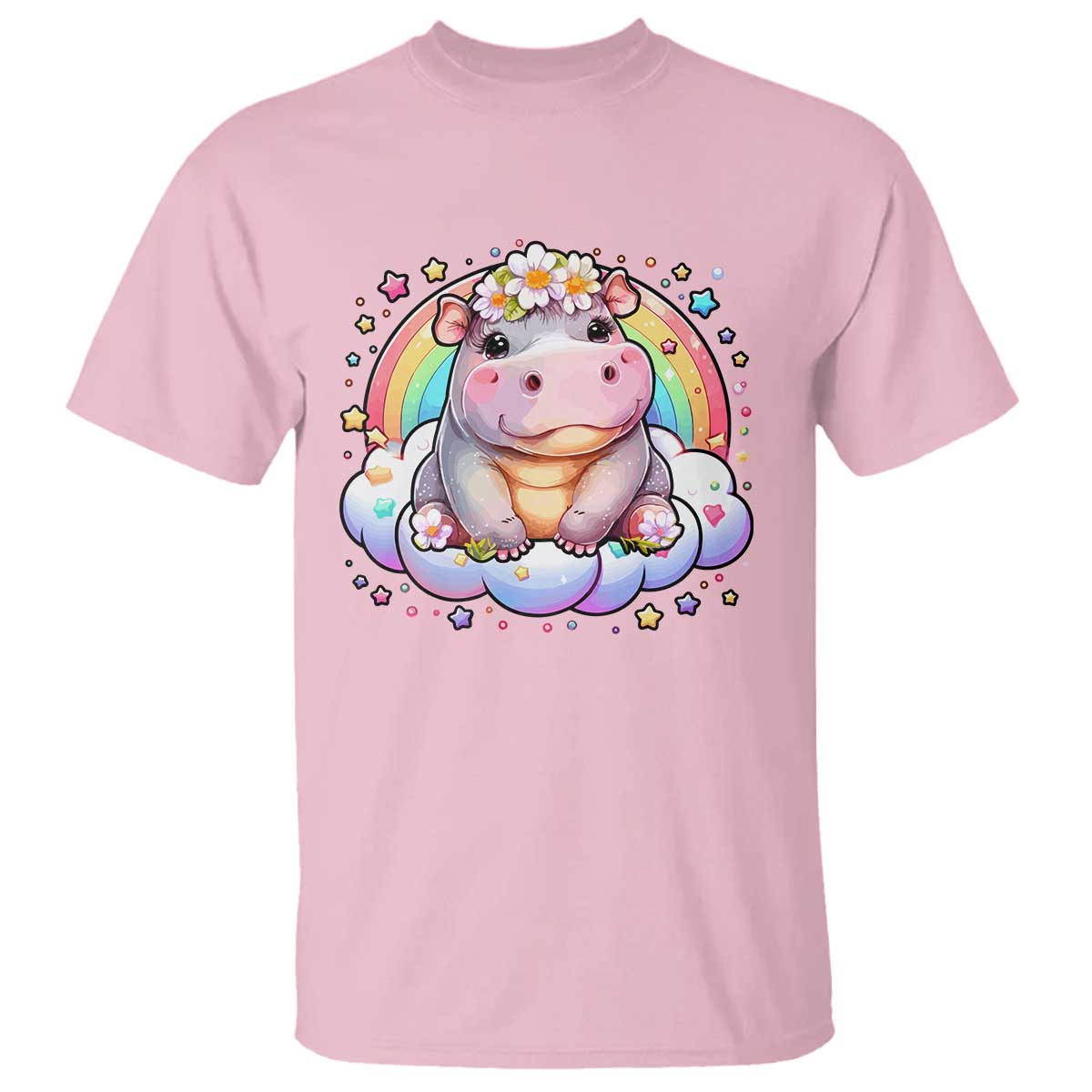 Cute Baby Pygmy Hippo Pastel Rainbow T Shirt - Wonder Print Shop