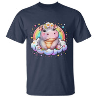 Cute Baby Pygmy Hippo Pastel Rainbow T Shirt - Wonder Print Shop