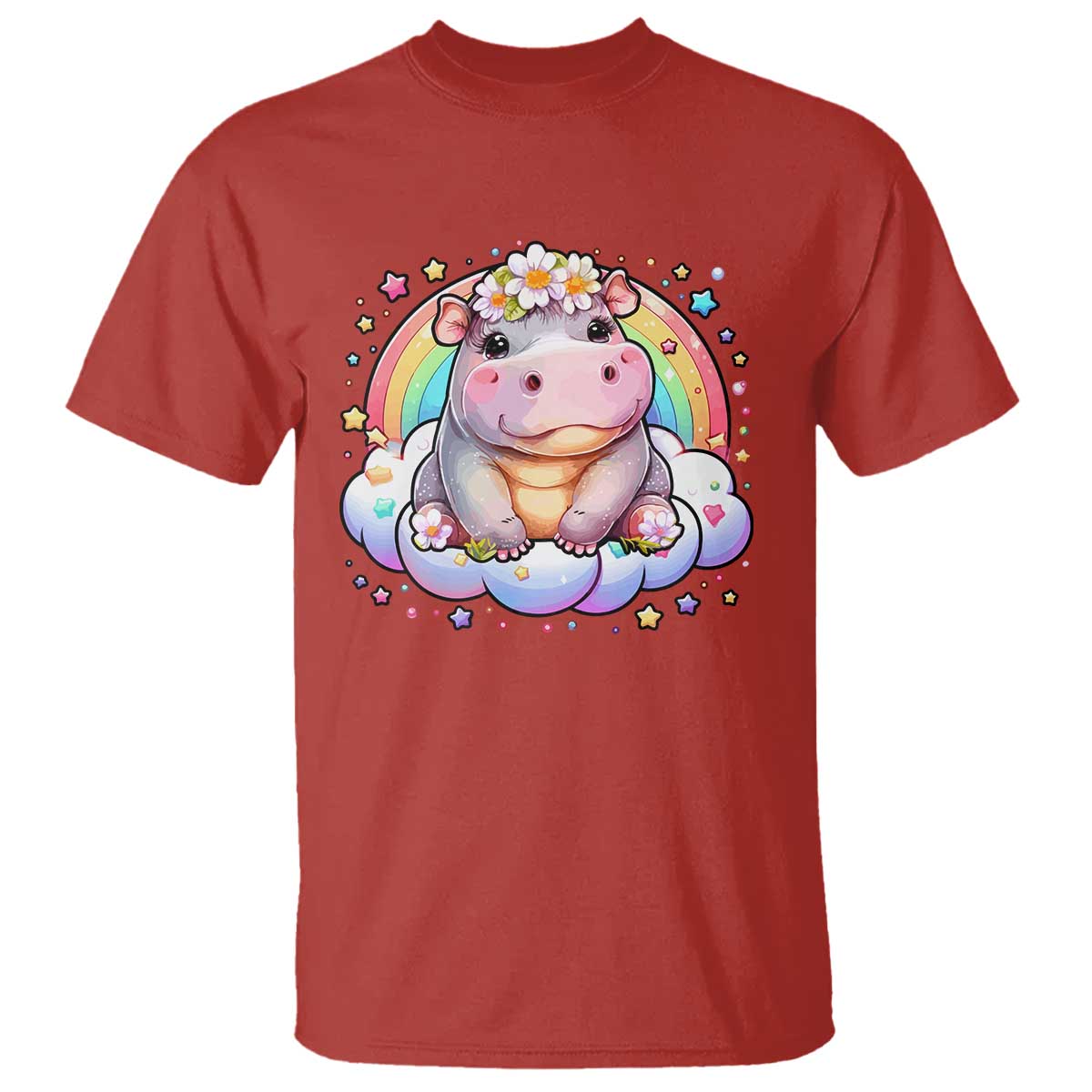 Cute Baby Pygmy Hippo Pastel Rainbow T Shirt - Wonder Print Shop