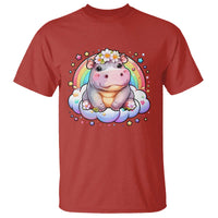 Cute Baby Pygmy Hippo Pastel Rainbow T Shirt - Wonder Print Shop